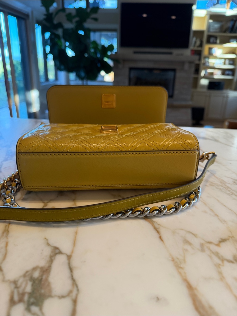 Tory Burch Cream and Yellow Fleming Shoulder/Crossbody Bag - Picture 7 of 9